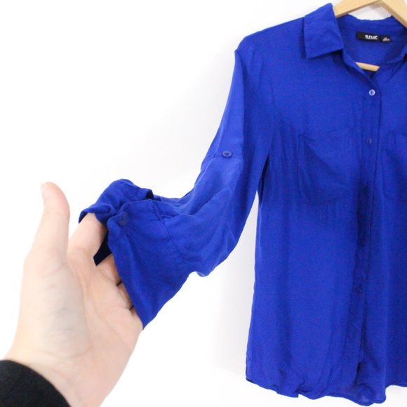 *a.n.a Cobalt Blue Button Up Blouse - Picture 5 of 6